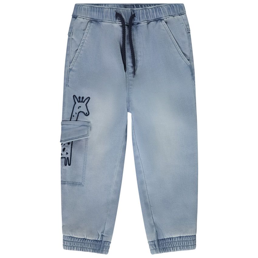 Jean jogger broderie girafe pour bébé garçon - Bleu