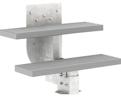 Pertura Petros buitentrap zonder leuning, 2 stootborden, Trimax 80 cm, grijs