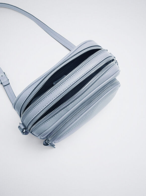 Bolsa de ombro com vários bolsos - Azul