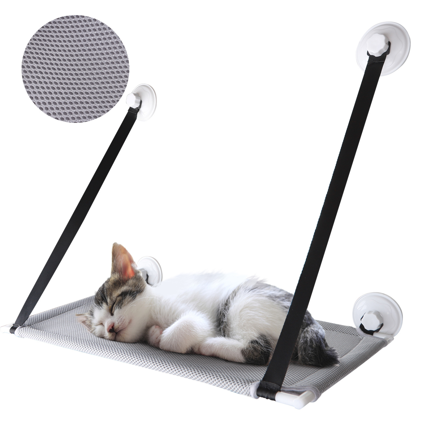 Rede de janela para gatos Nobleza All-Season, cama suspensa para gatos com cobertor macio e almofadas de verão, ideal para cochilos e banhos de sol, suporta até 20 kg.