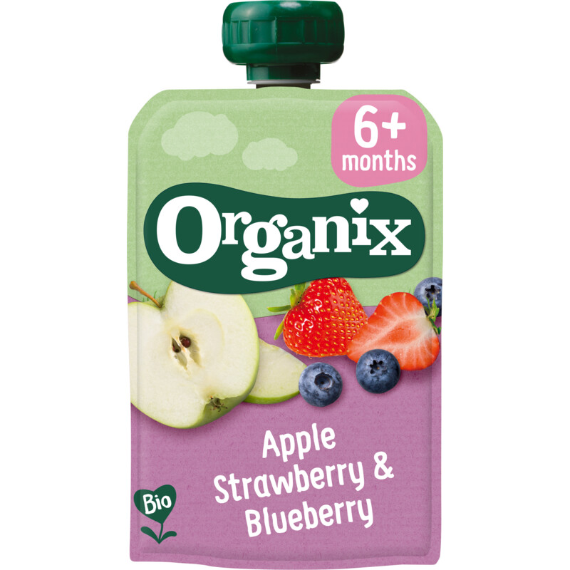 Organix Knijpfruit appel aardbei & bosbes 6m+