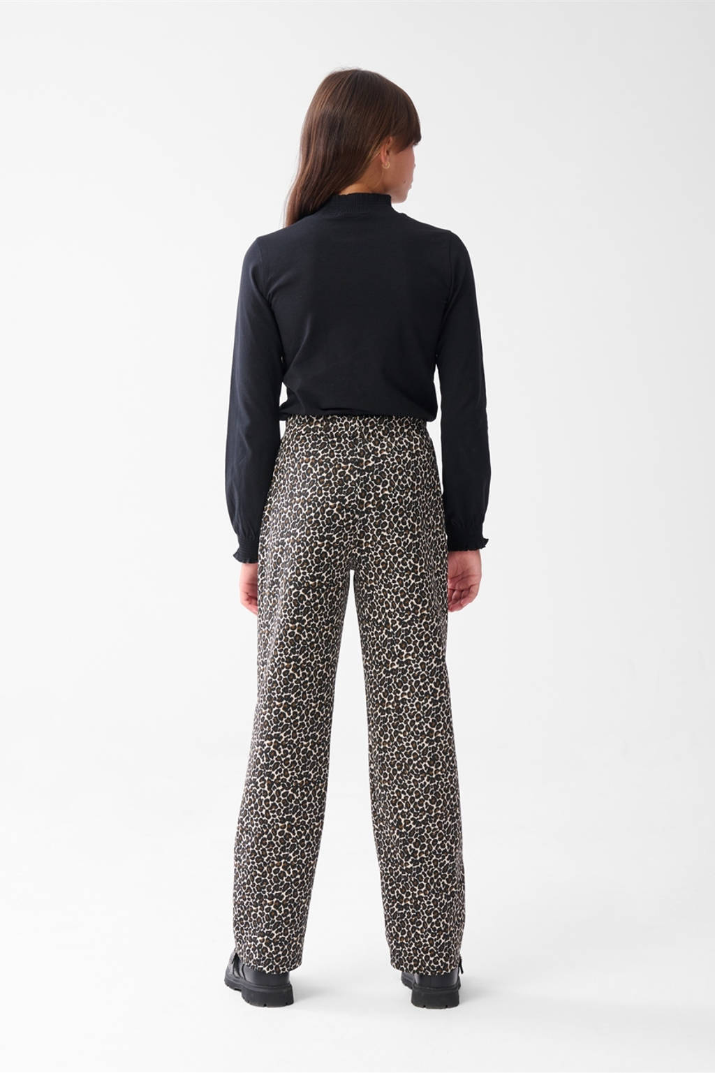 Shoeby wide leg broek met panterprint bruin/beige
