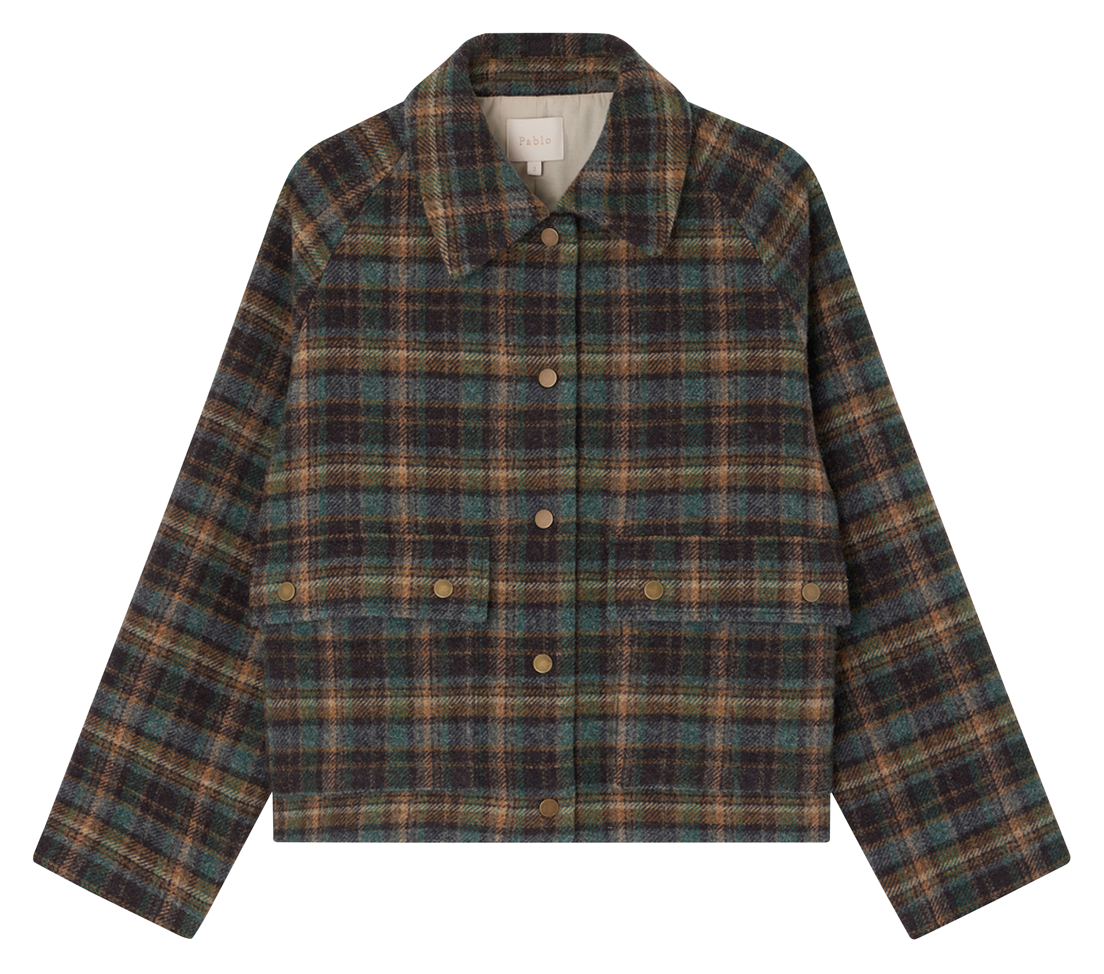 MARELLE - Blouson à carreaux en laine | Marron
