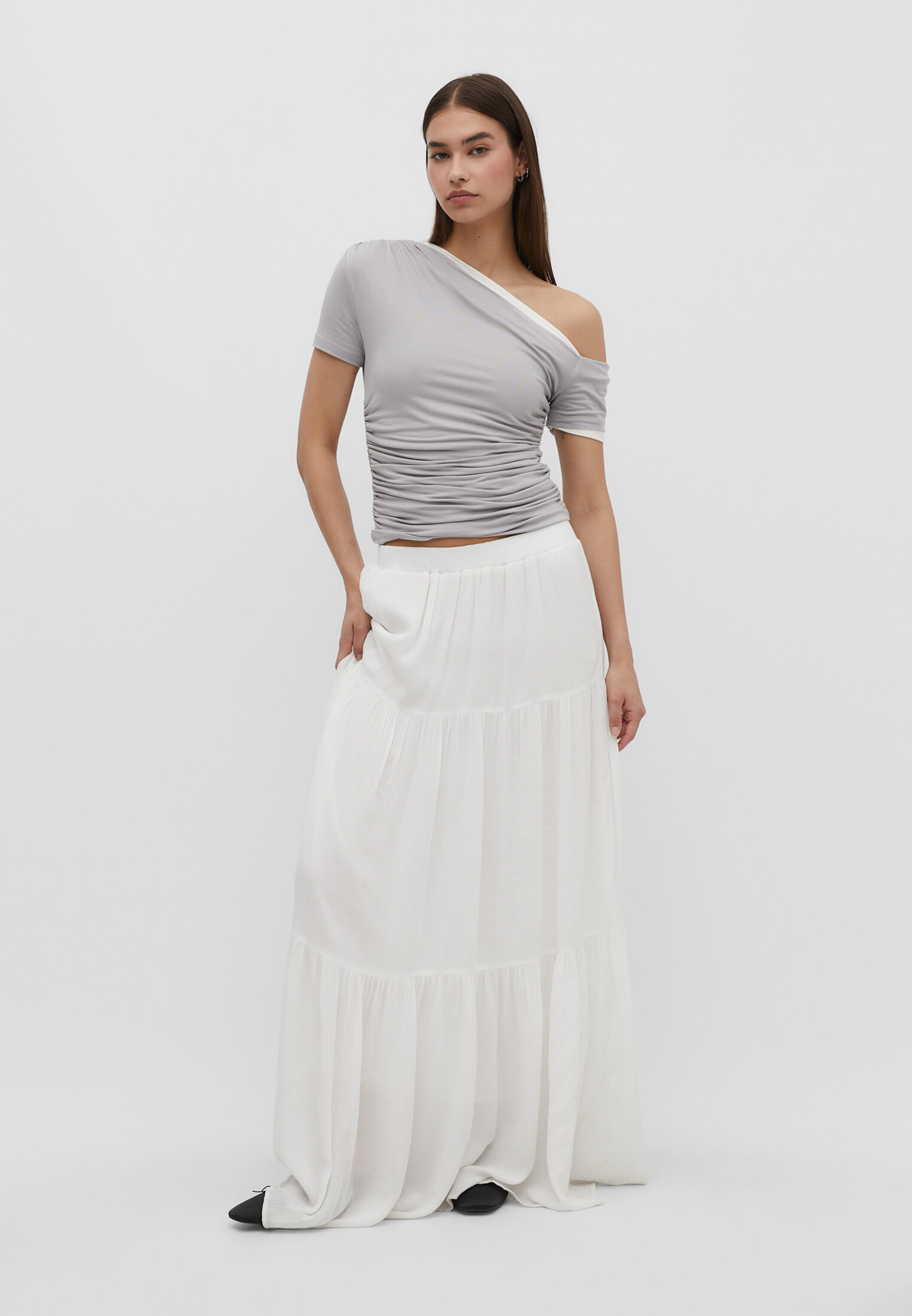 Top assimétrico de viscose