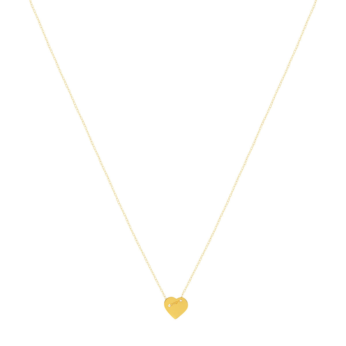 Collier or jaune 750 45 cm motif coeur
