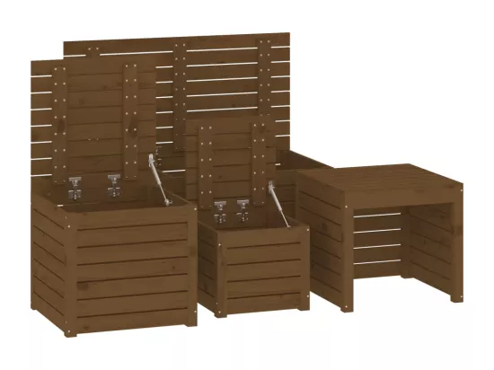 Ensemble de boîtes de jardin 4 pcs marron miel bois pin massif