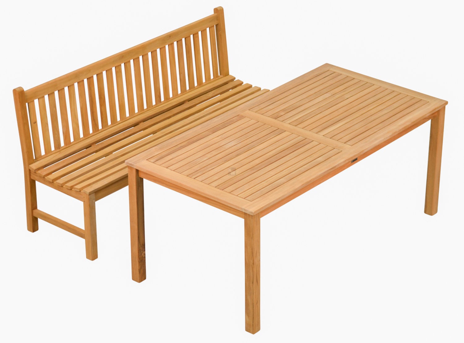 Teakhouten zitset: 1 tuinbank (180 cm), 1 teakhouten tafel (180 x 90 cm) premiumset