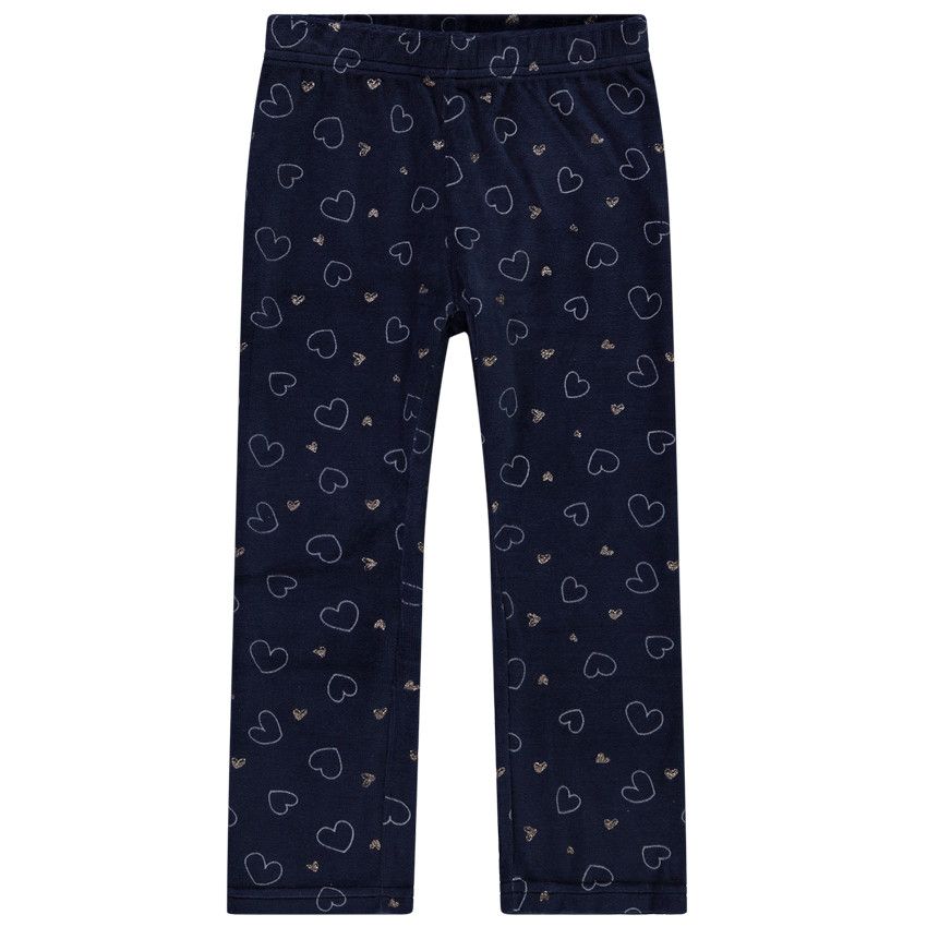 Pyjama 2 pièces en velours avec glitter print pour fille - Ecru