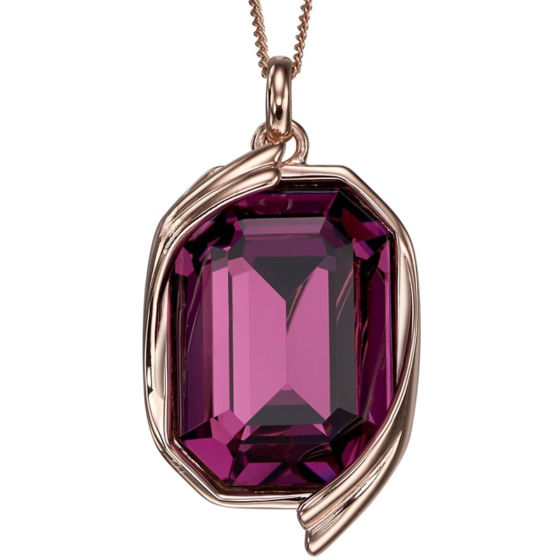 Collier amethyste plaqué or rose en argent 925/1000