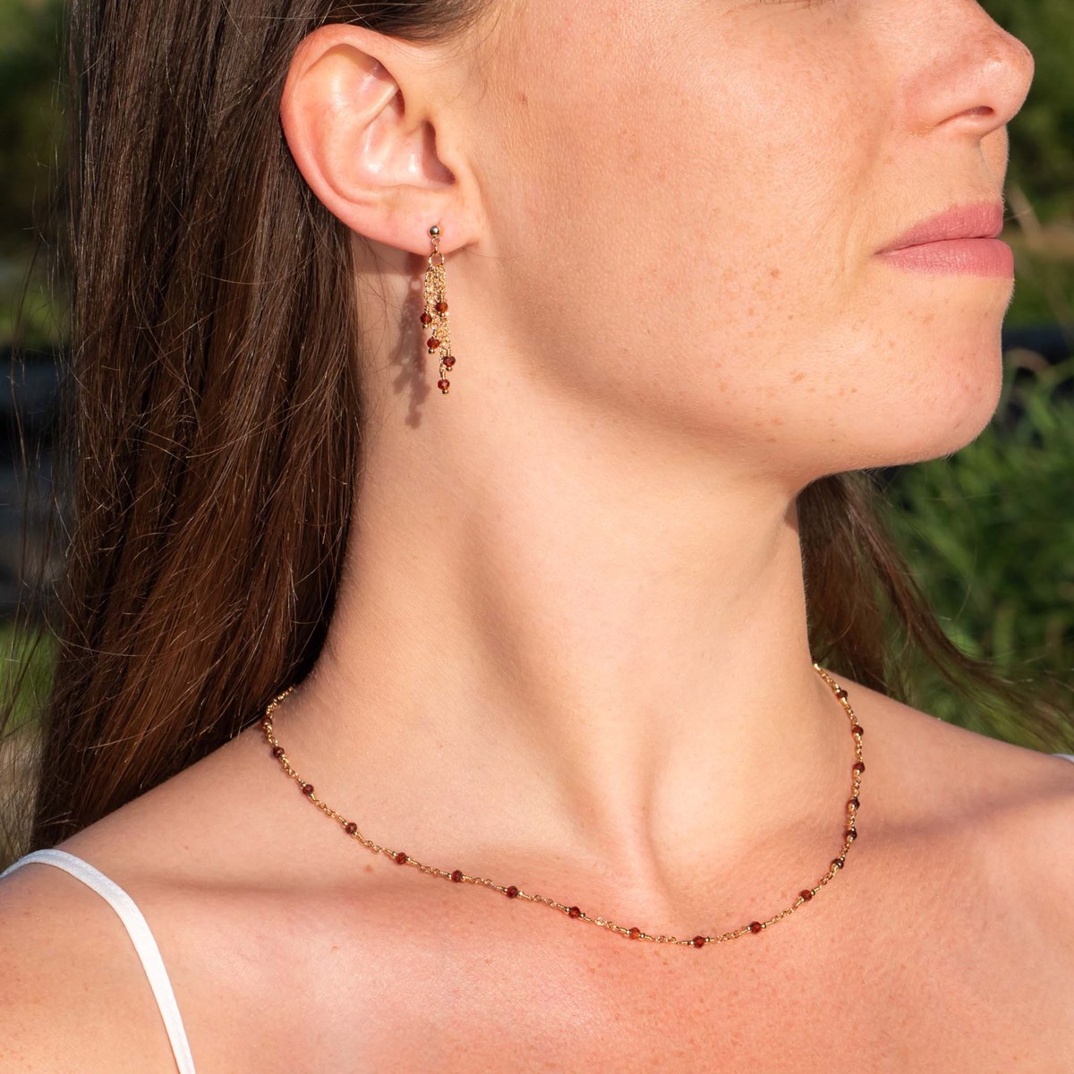 Boucles d'oreilles Bianca en pierres Grenat