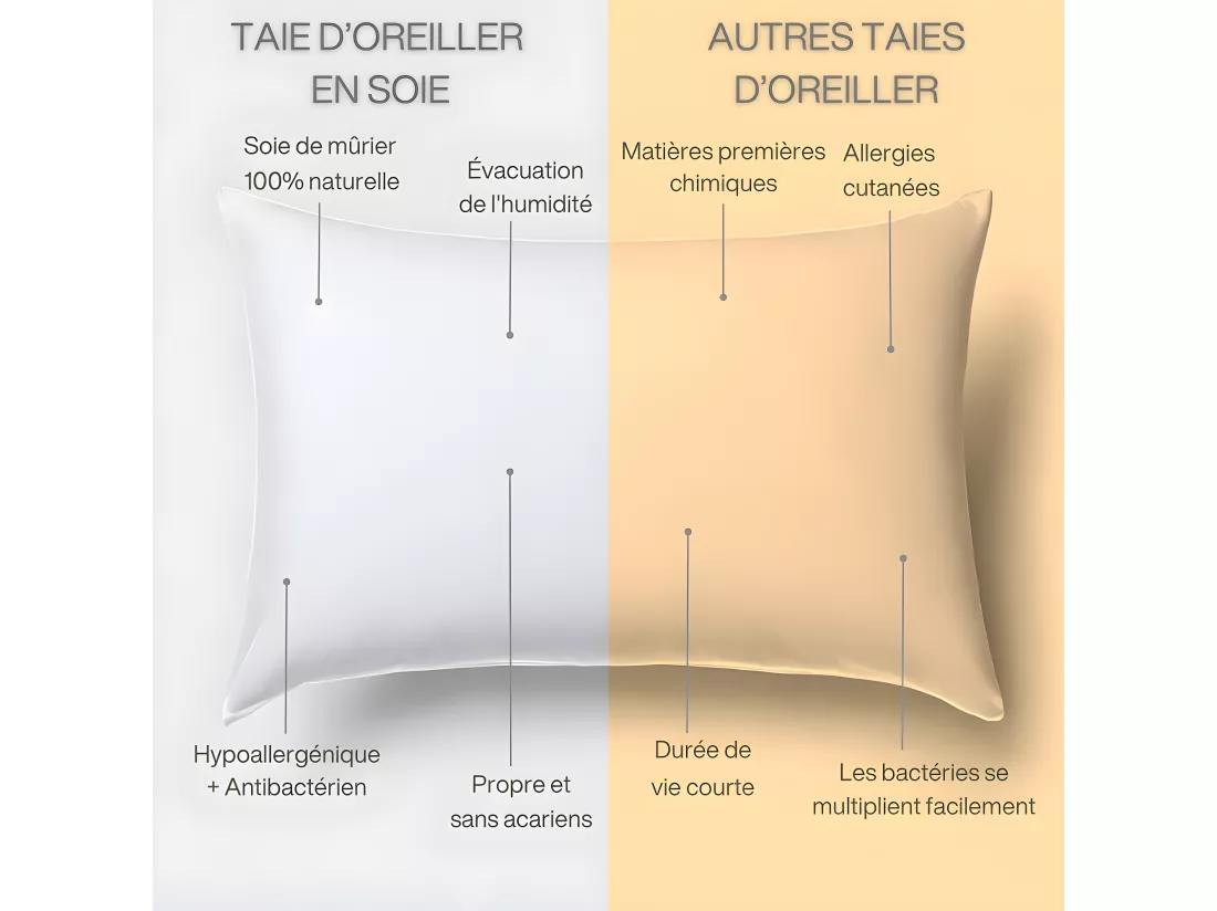 Taie d'Oreiller en Pure Soie de Mûrier 70x50 INPHYSIO