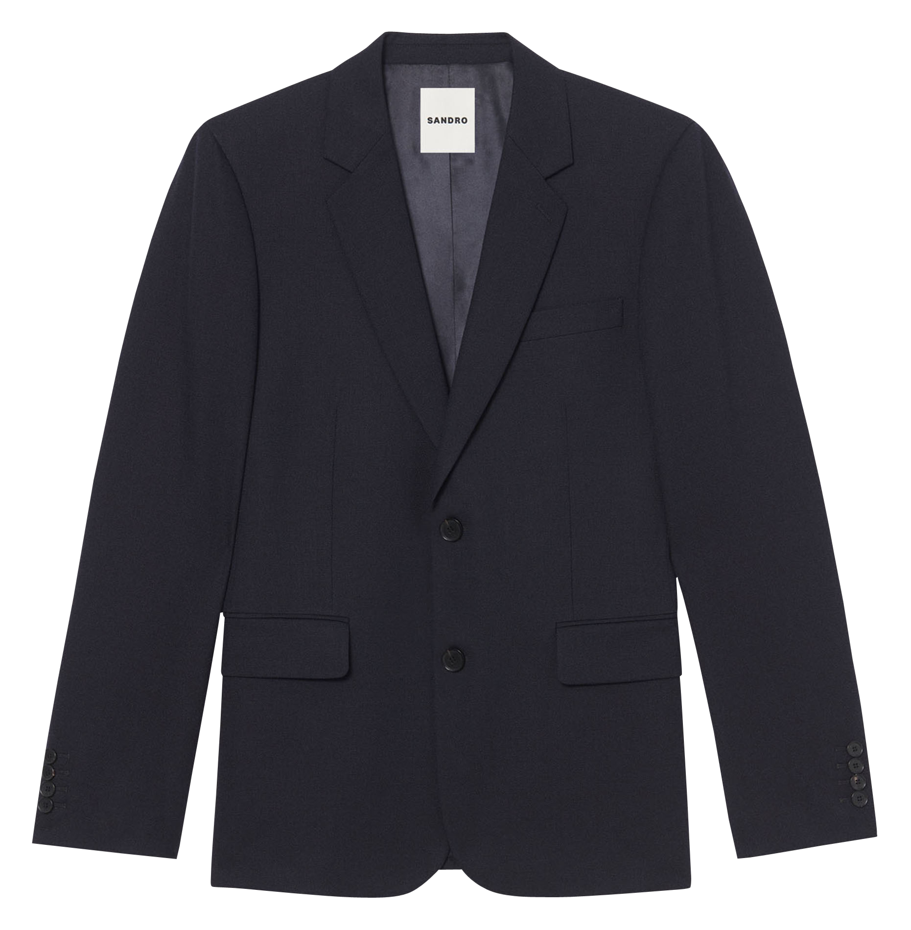 Veste col tailleur en laine | Bleu