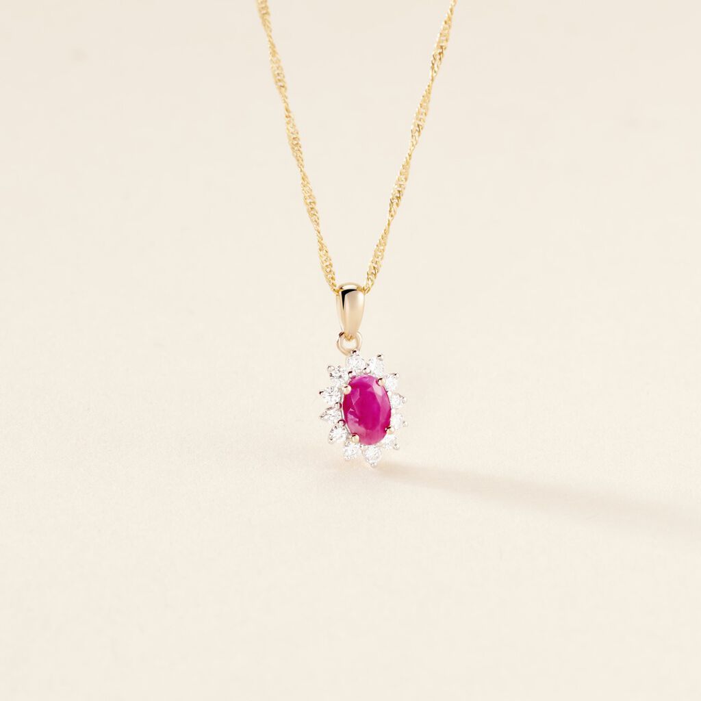 Pendentif Vladimir Or Jaune Rubis Et Diamant