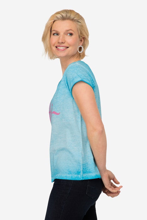 T-Shirt, Ahoi Schriftzug, V-Ausschnitt, Halbarm, OEKO-TEX Made in Green