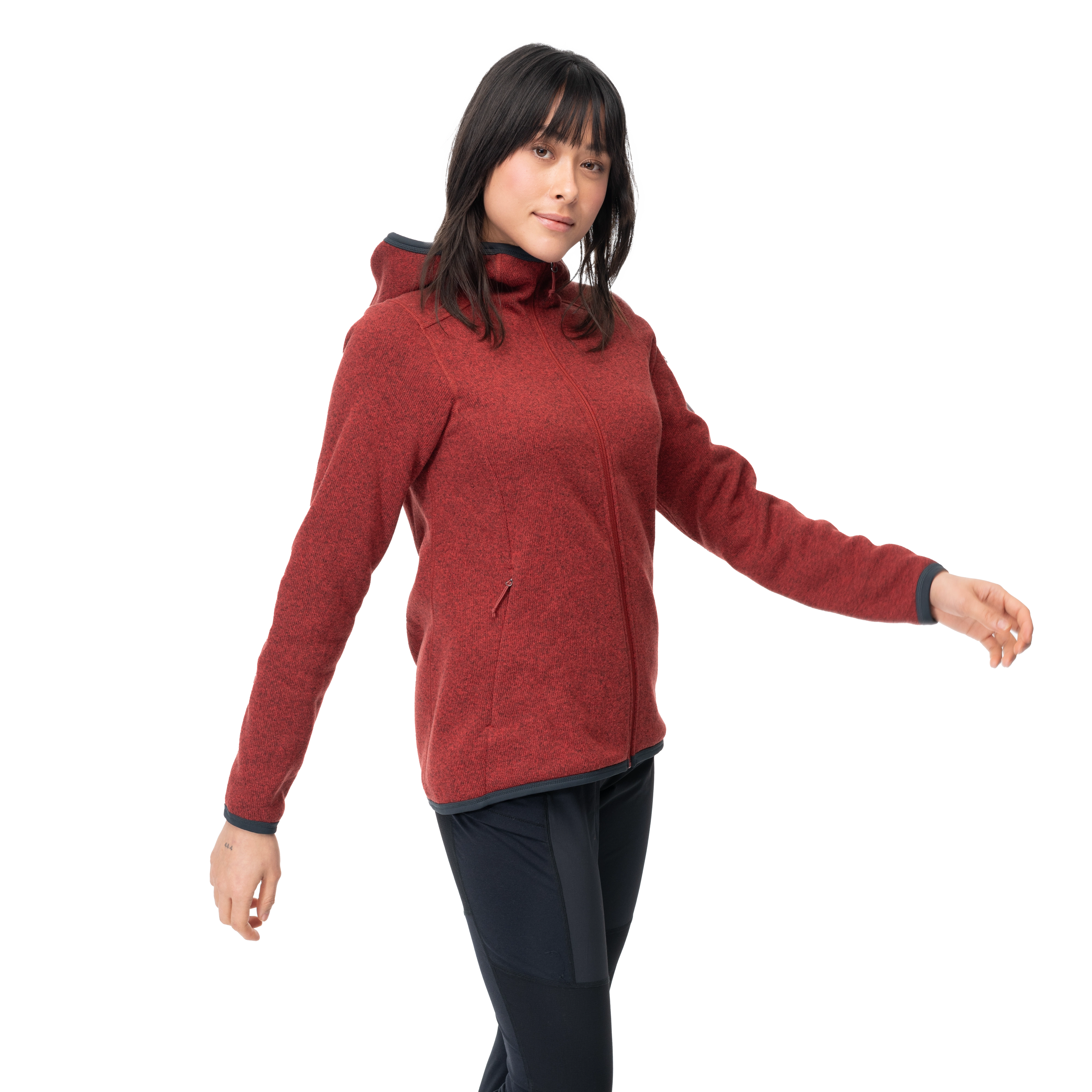 Kamphaug Knitted W Hoodie Chianti Red