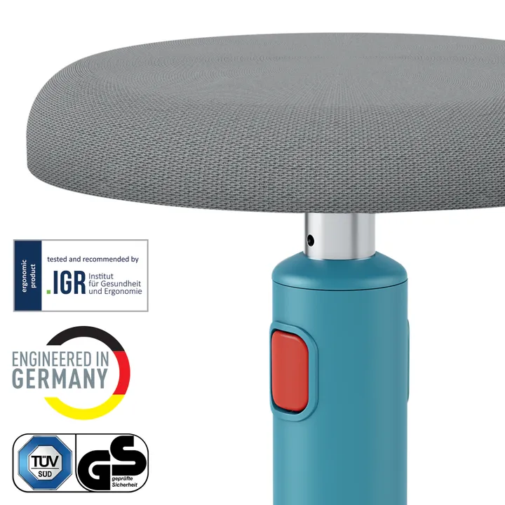 Leitz Ergo Cosy Active Sidde-stå balancestol 2-i-1 blå - højdejustering 46-79 cm