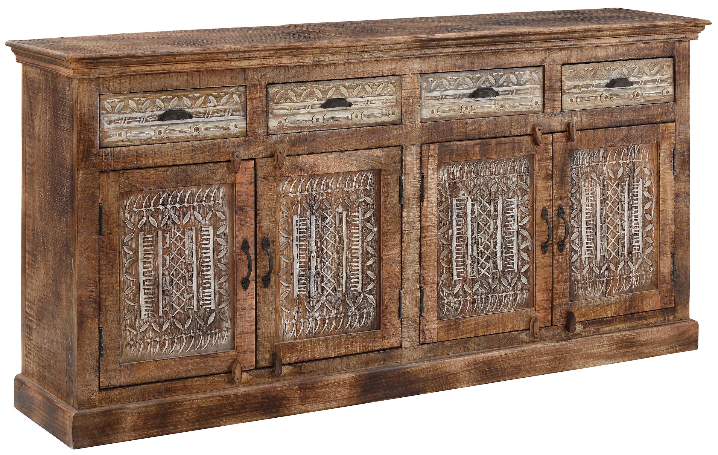 Home affaire Sideboard »Maneesh« Kommode aus massivem Mangoholz, viele Stauraummöglichkeiten, B/ 179cm