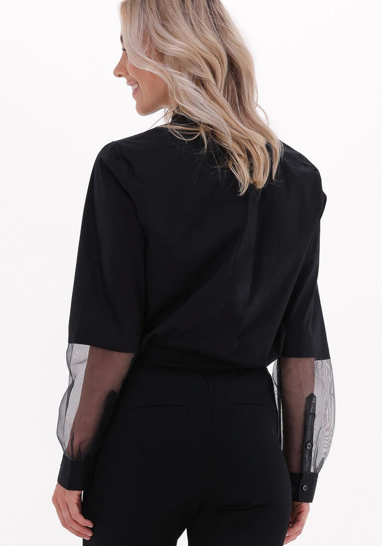 10DAYS zwarte 10days blouse contrast organza shirt poplin