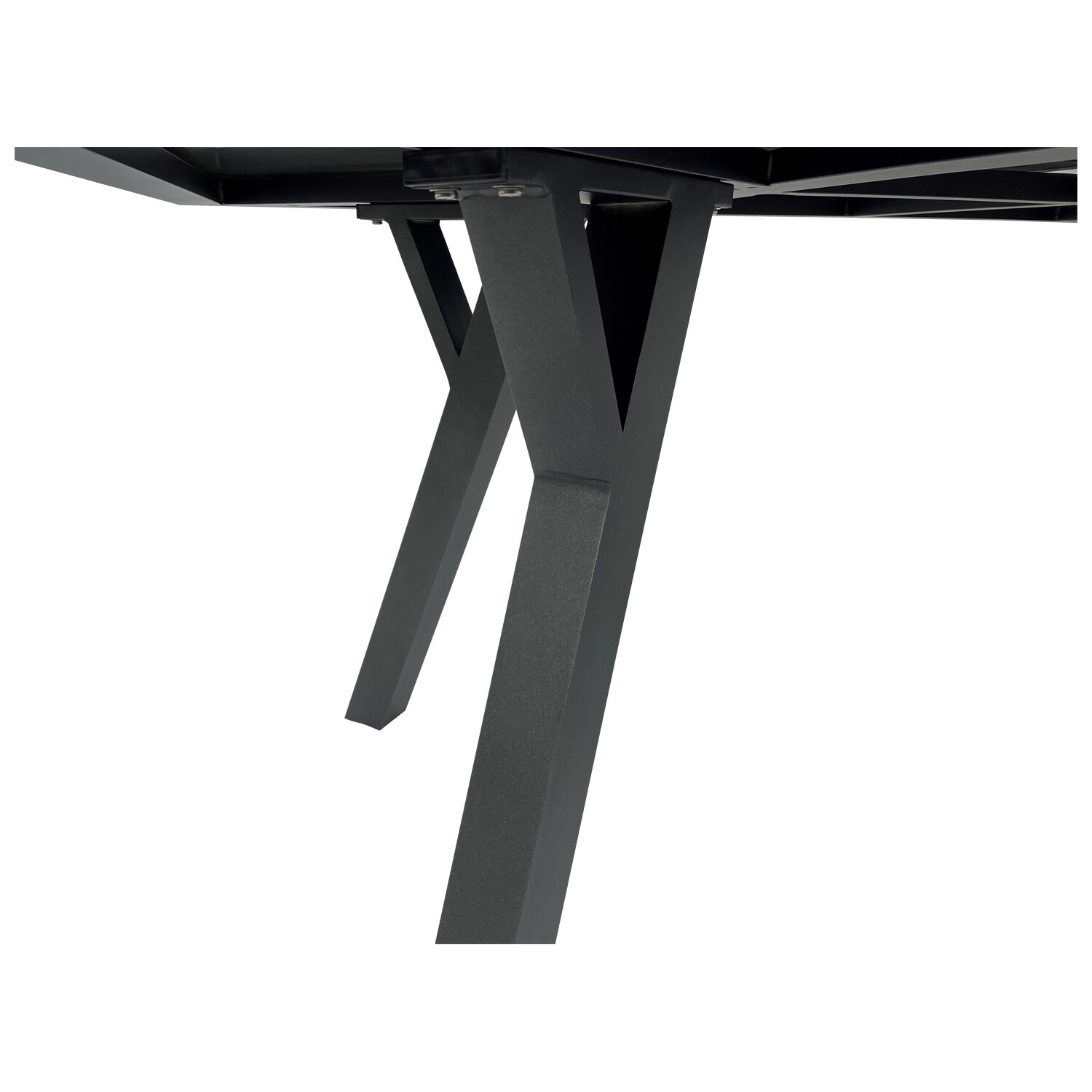 DEGAMO Tisch MANCIANO 180x90cm, Aluminium dunkelgrau + Glas in Keramikoptik hellgrau