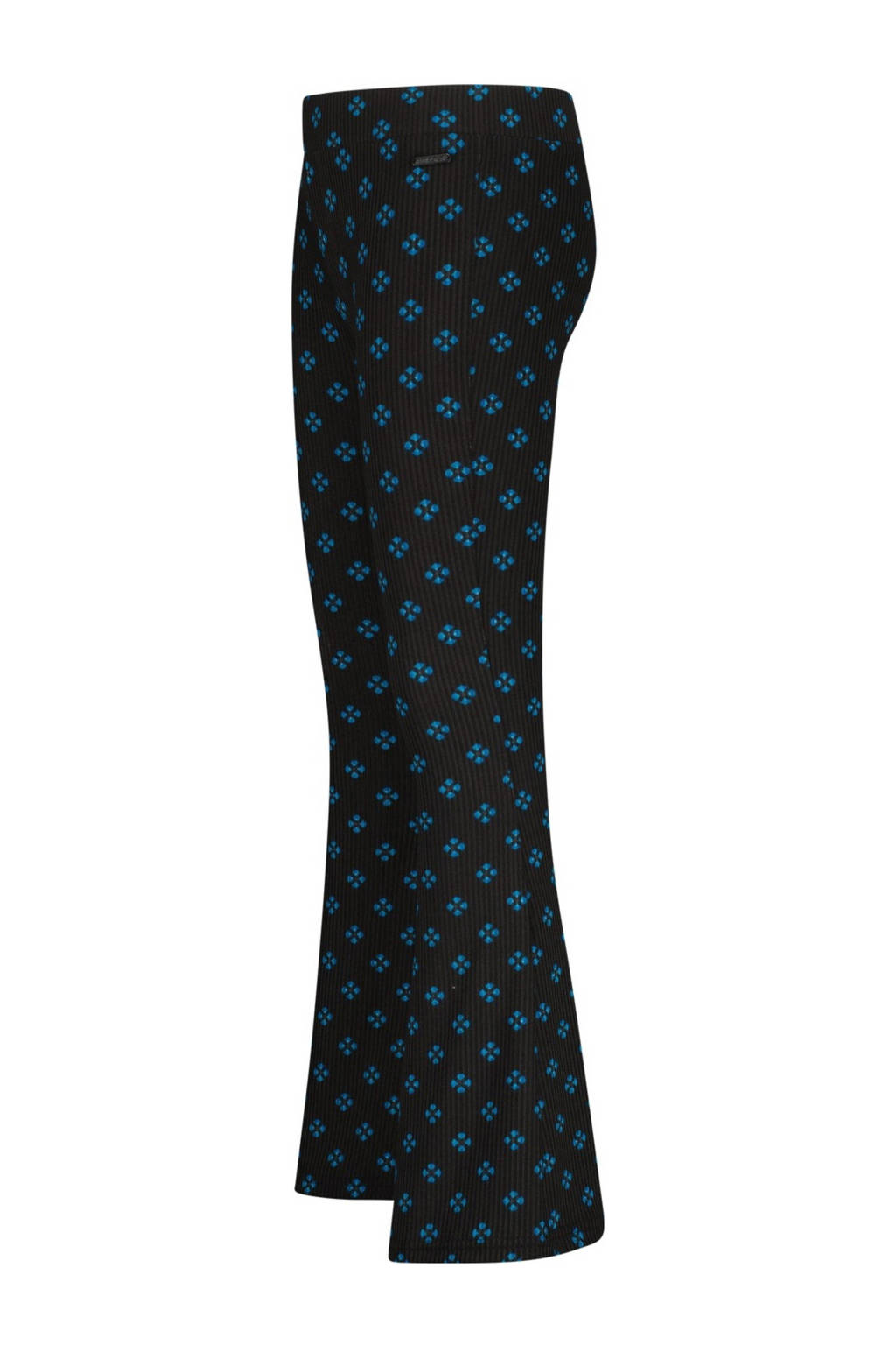 Raizzed flared broek Rian met all over print zwart/blauw