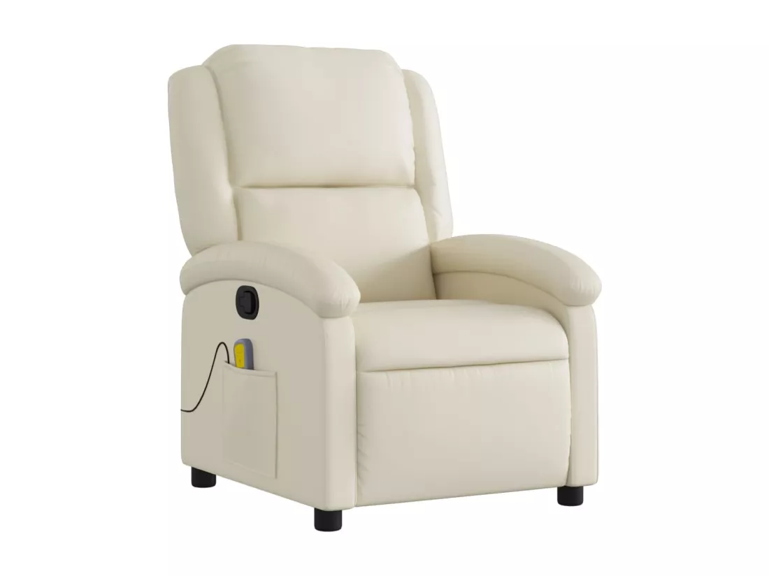 Fauteuil inclinable massant Crème Similicuir
