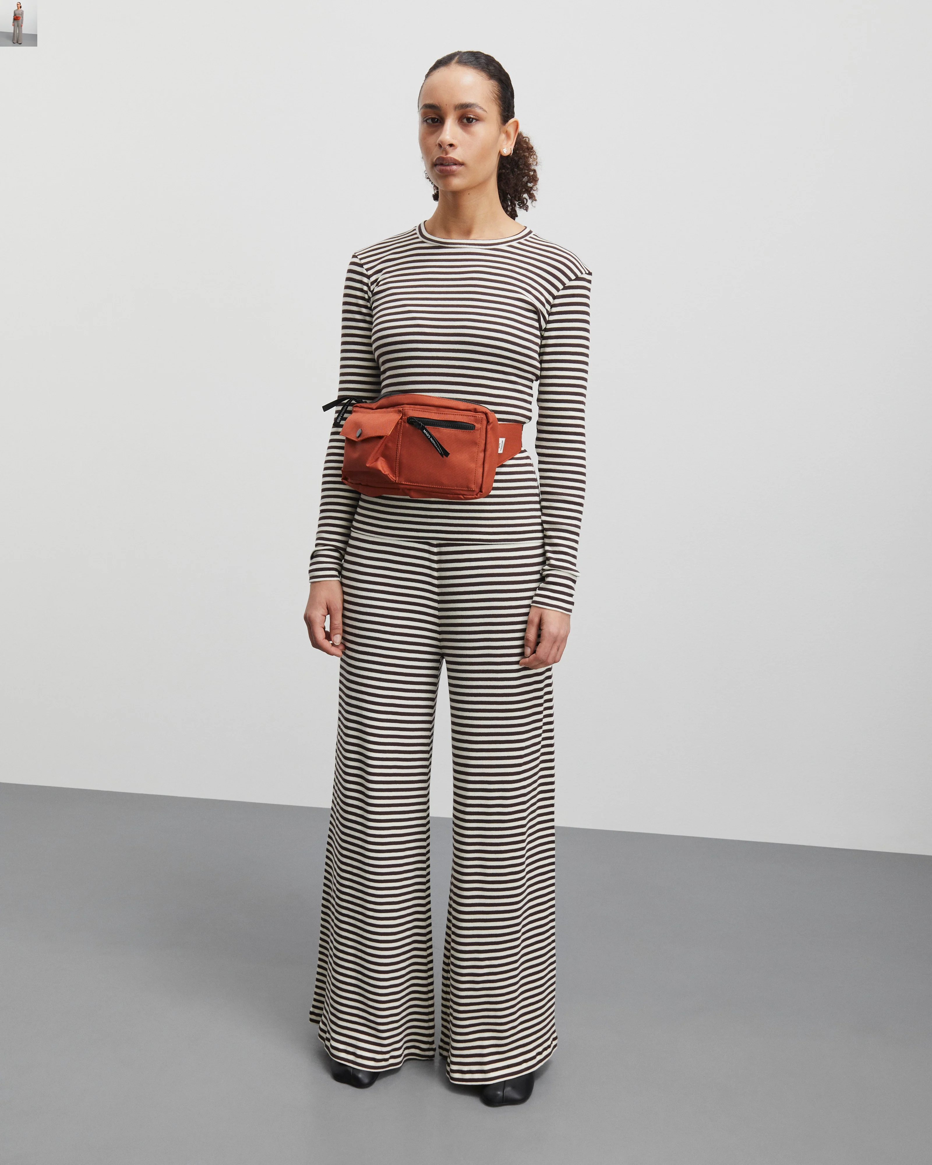 Mads Nørgaard  2X2 Cotton Stripe Veran bukser - Black coffee/vanill
