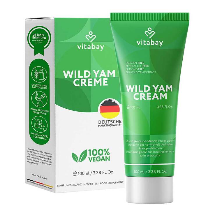 Wild Yams Creme mit 64% Diosgenin Gesicht + Körper, 100 ml