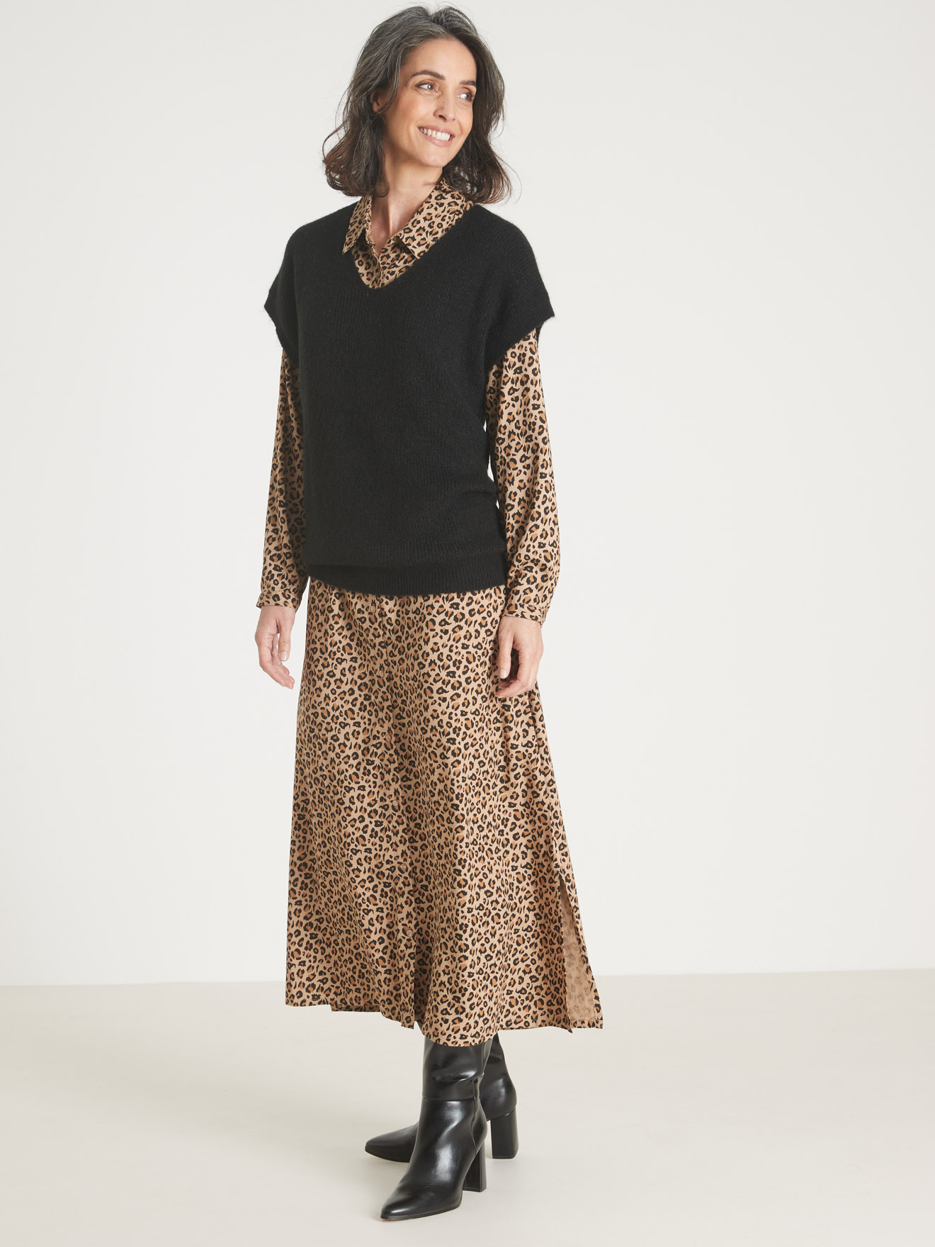 Pull sans manches avec laine et mohair