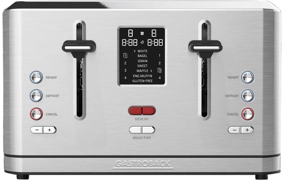 Toaster Digital 4S Silber<br>4-Scheiben-Toaster mit Brötchenaufsatz
