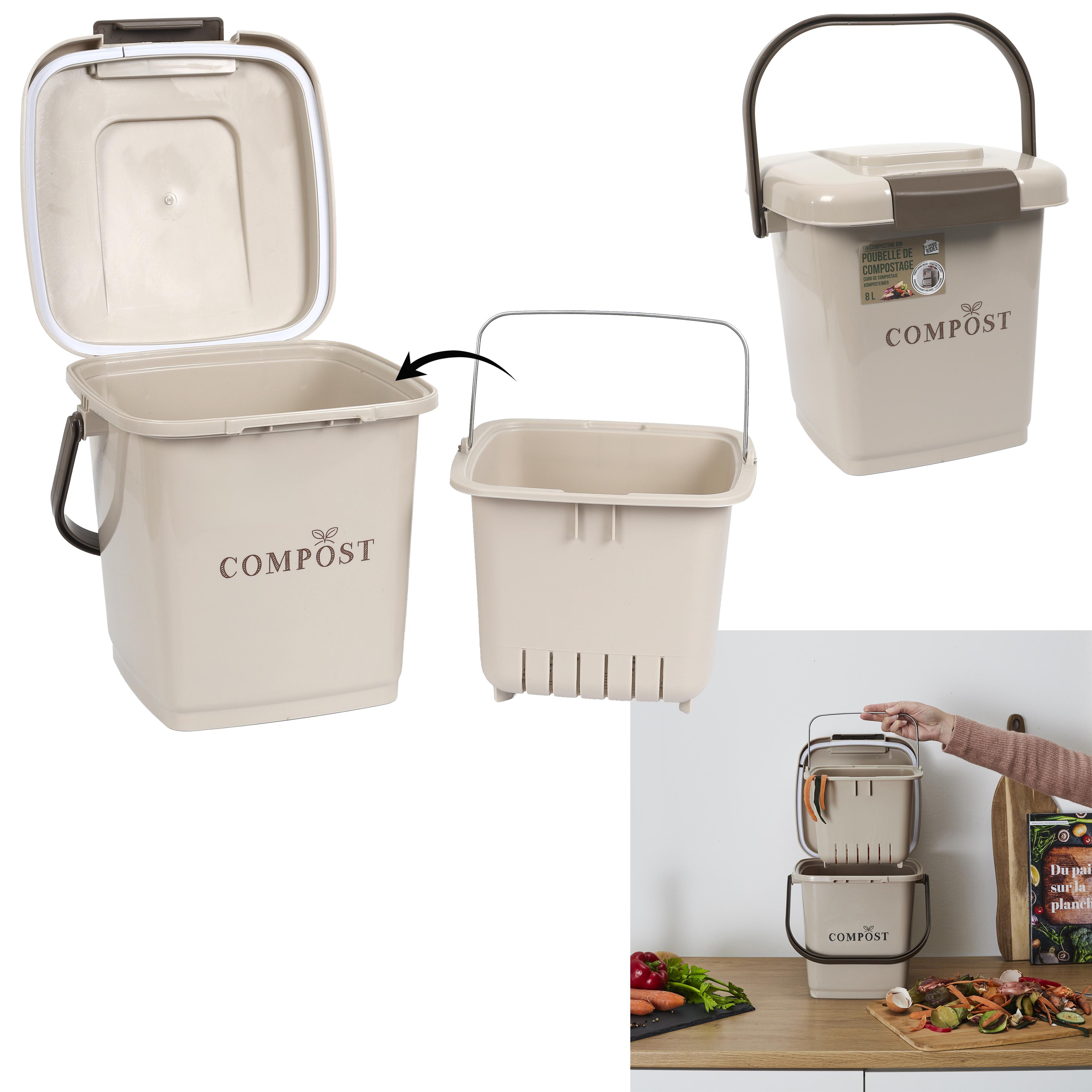 POUBELLE COMPOST 8L SEAU PERFORE ET COUVERCLE
