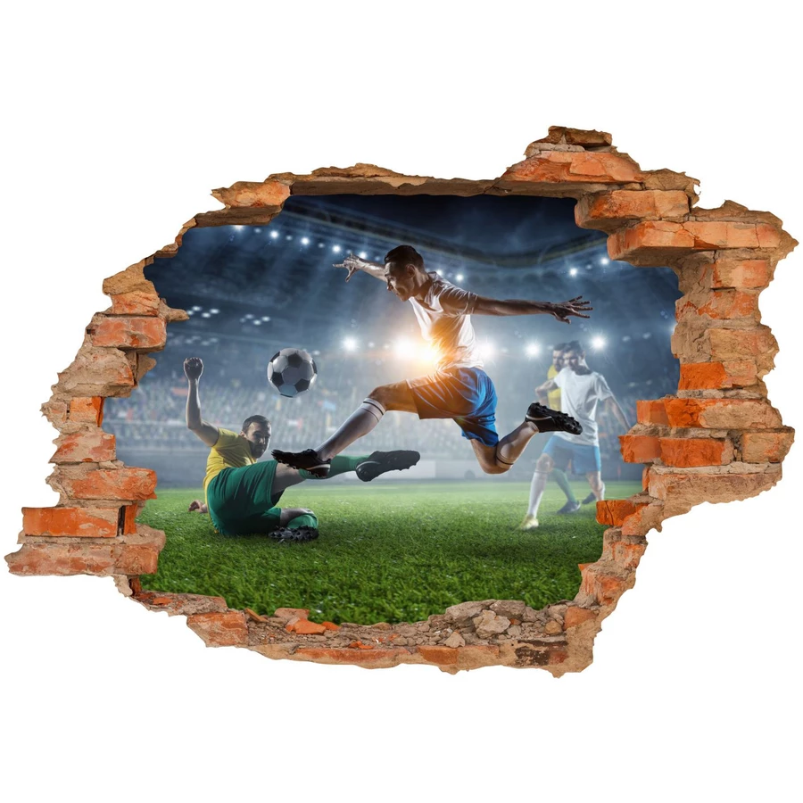 Nikima Wandtattoo 223 Wandtattoo Fußball - Loch in der Wand bunt