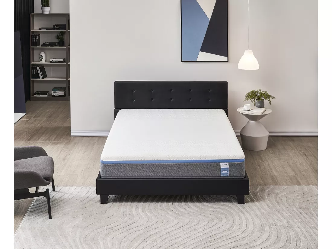 Ensemble Matelas + Lit Avec Tête De Lit 140x190 Cm, Ypsilon Souple 28cm D’épaisseur