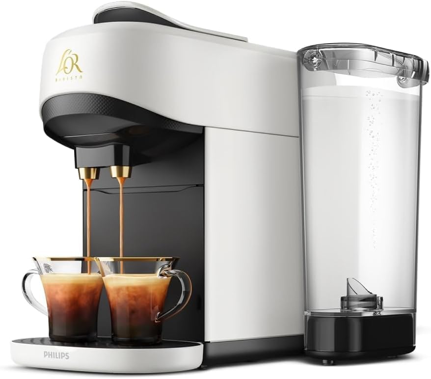 Philips L'OR BARISTA Absolu Kapsel-Kaffeemaschine - 19 Bar System, Dual-Kapselerkennung, über Eis genießen, Intensitäts-Boost, XXL Kapseln kompatibel, Satinweiß (LM9512/00)