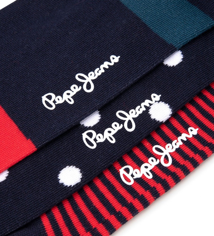 Pacote com 3 pares de meias Pepe Jeans com estampa de bolinhas multicoloridas
