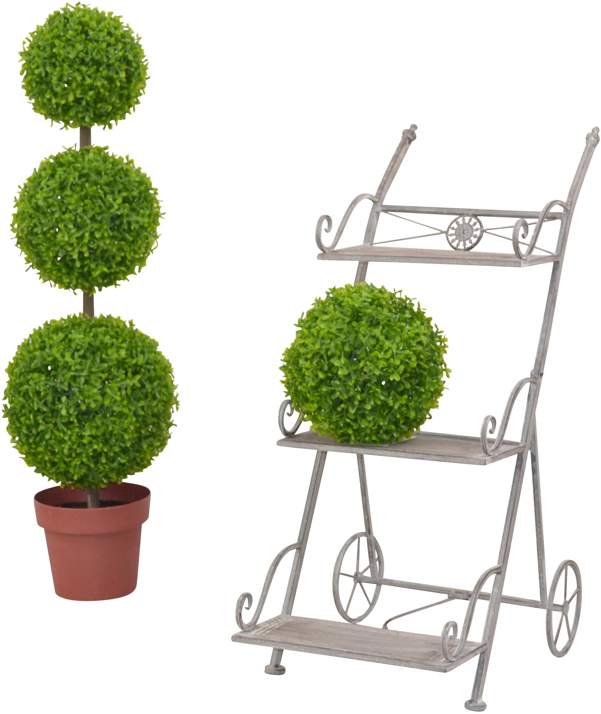 HOFMANN LIVING AND MORE Blumenständer Blumentreppe in Wagenform, antik grau