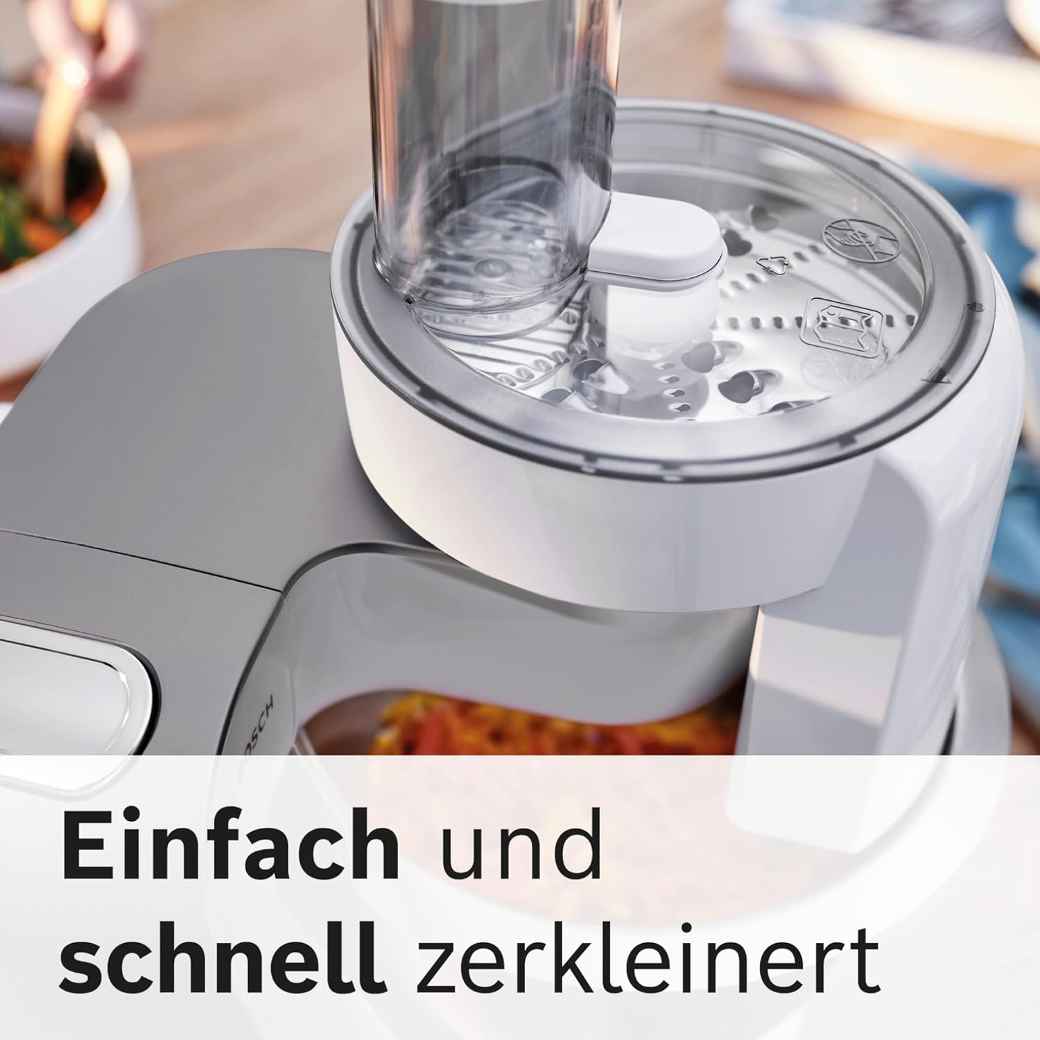 Bosch Küchenmaschine Serie 4, Schüssel 3,9 L spülmaschinenfest, Mixer 1,25 L, Fleischwolf, Zitruspresse, Knethaken, Rührbesen, Durchlaufschnitzler, 3 Scheiben, 900 W, Anthrazit/Silber, MUM56340