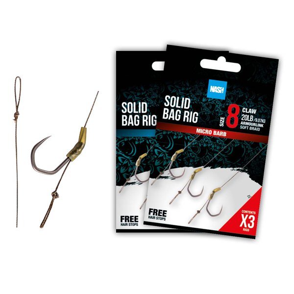 Bas de ligne Carpe Nash Solid Bag Rig Sans ardillon (3 pcs) (20lb)