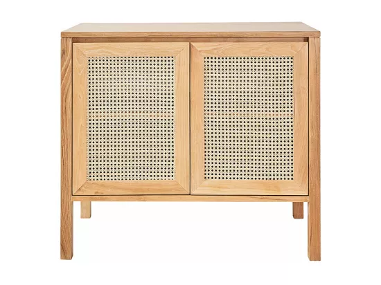 Meuble de salle de bain en teck massif et cannage 90 cm