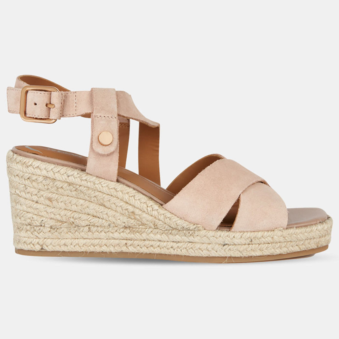 Geox Sandales en Velours de Cuir compensées Panarea roses - Talon 7.5 cm