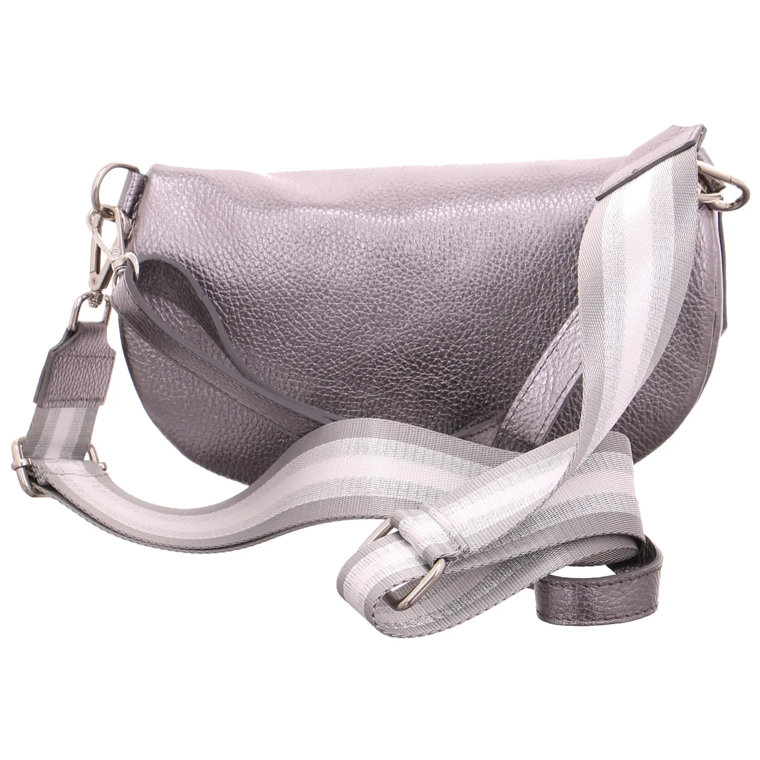 Gürteltasche / Bodybag Altsilber Leder