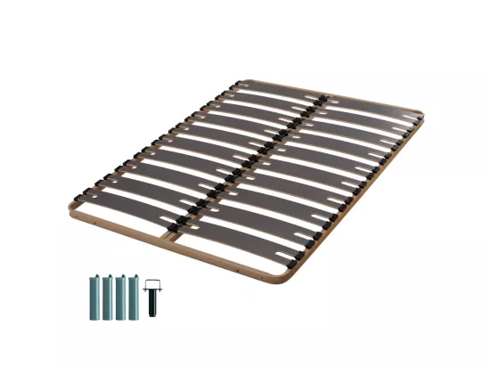 Sommier à lattes + pieds 140x190 C310 - 20 lattes bois - Fabrication française