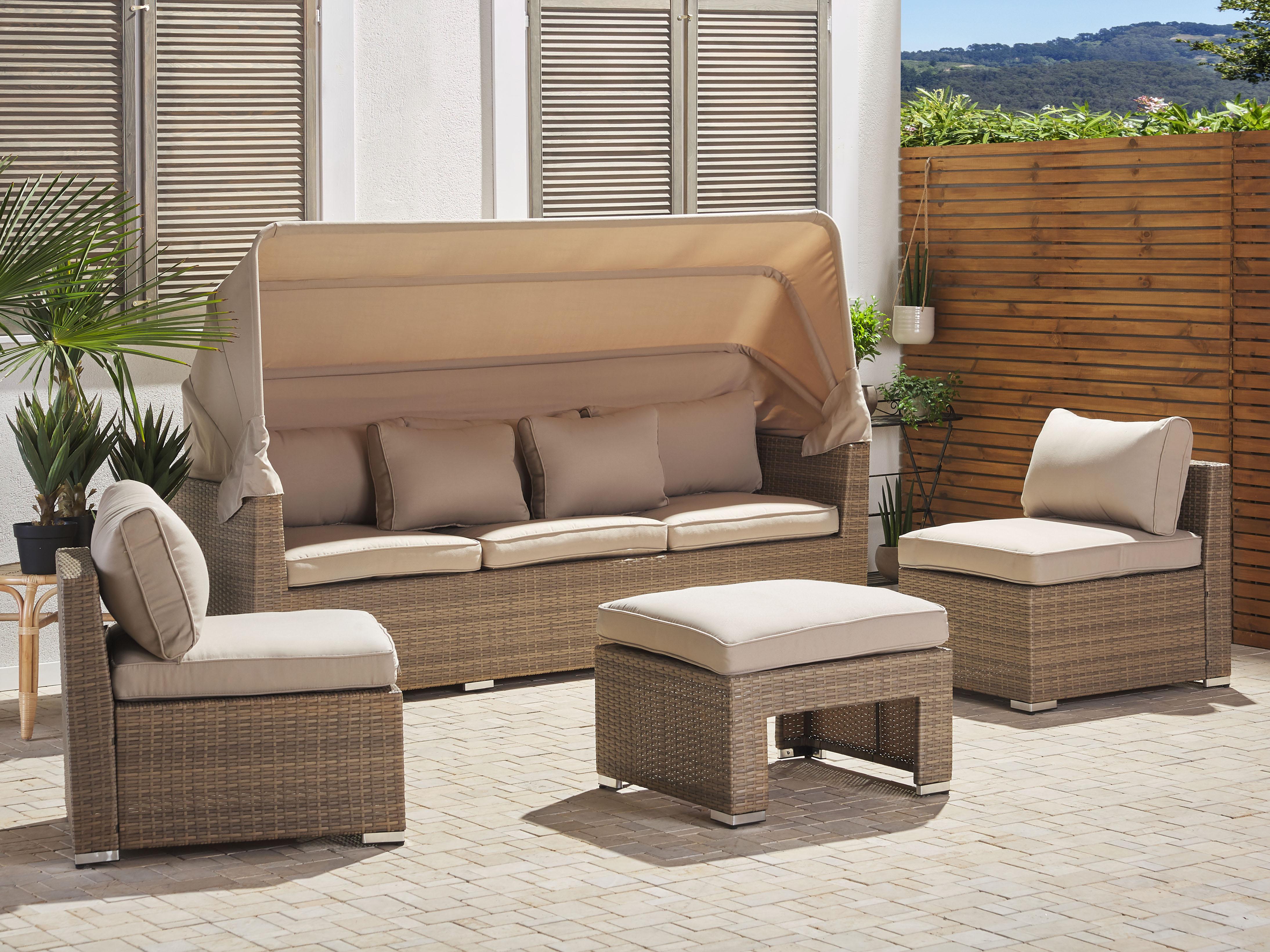 Loungeset met tafel 5-zits COCCOLIA modulair PE rotan Beige
