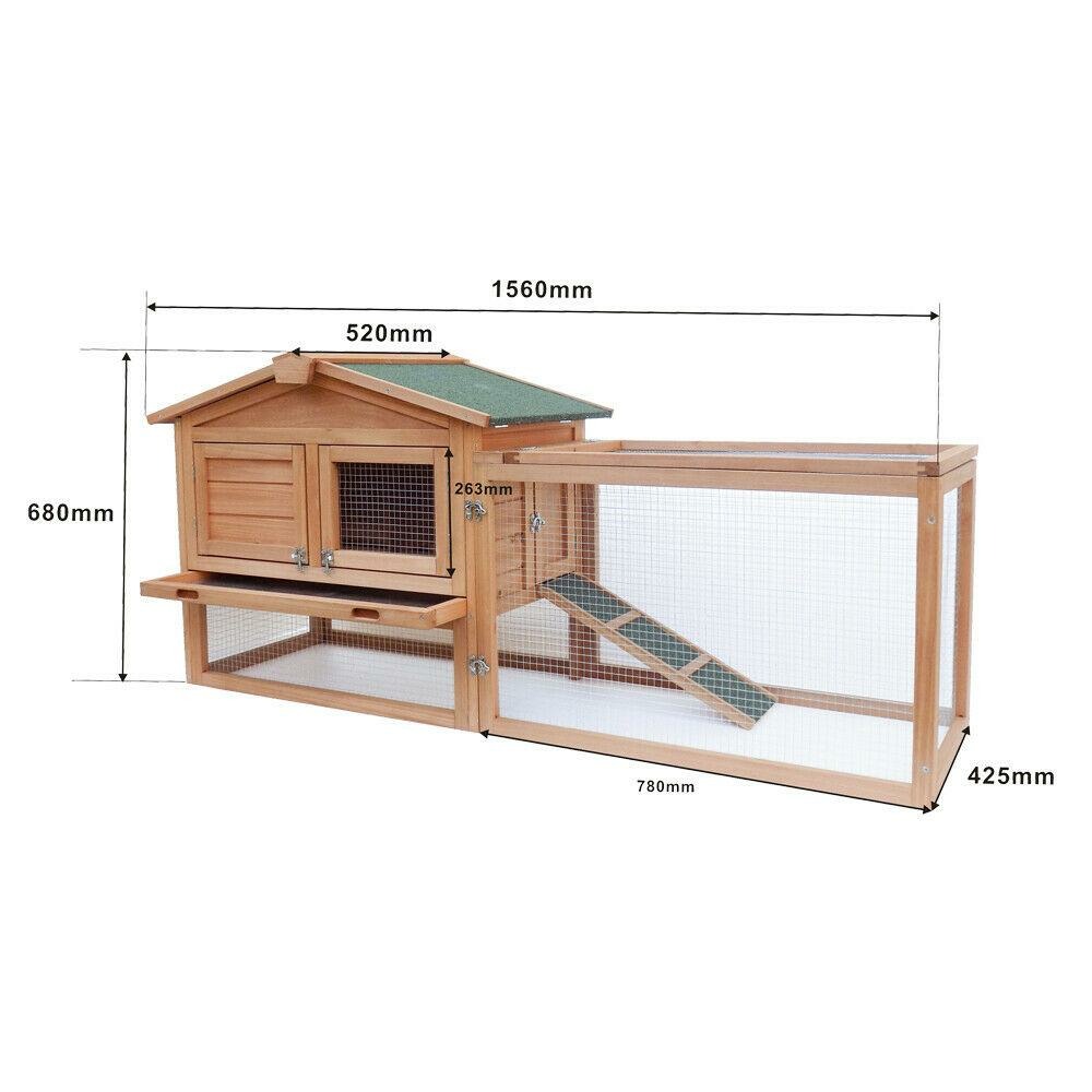 Clapier à lapin rongeurs xxl espaces extérieur grand abri 156 cm bois d'épicéa