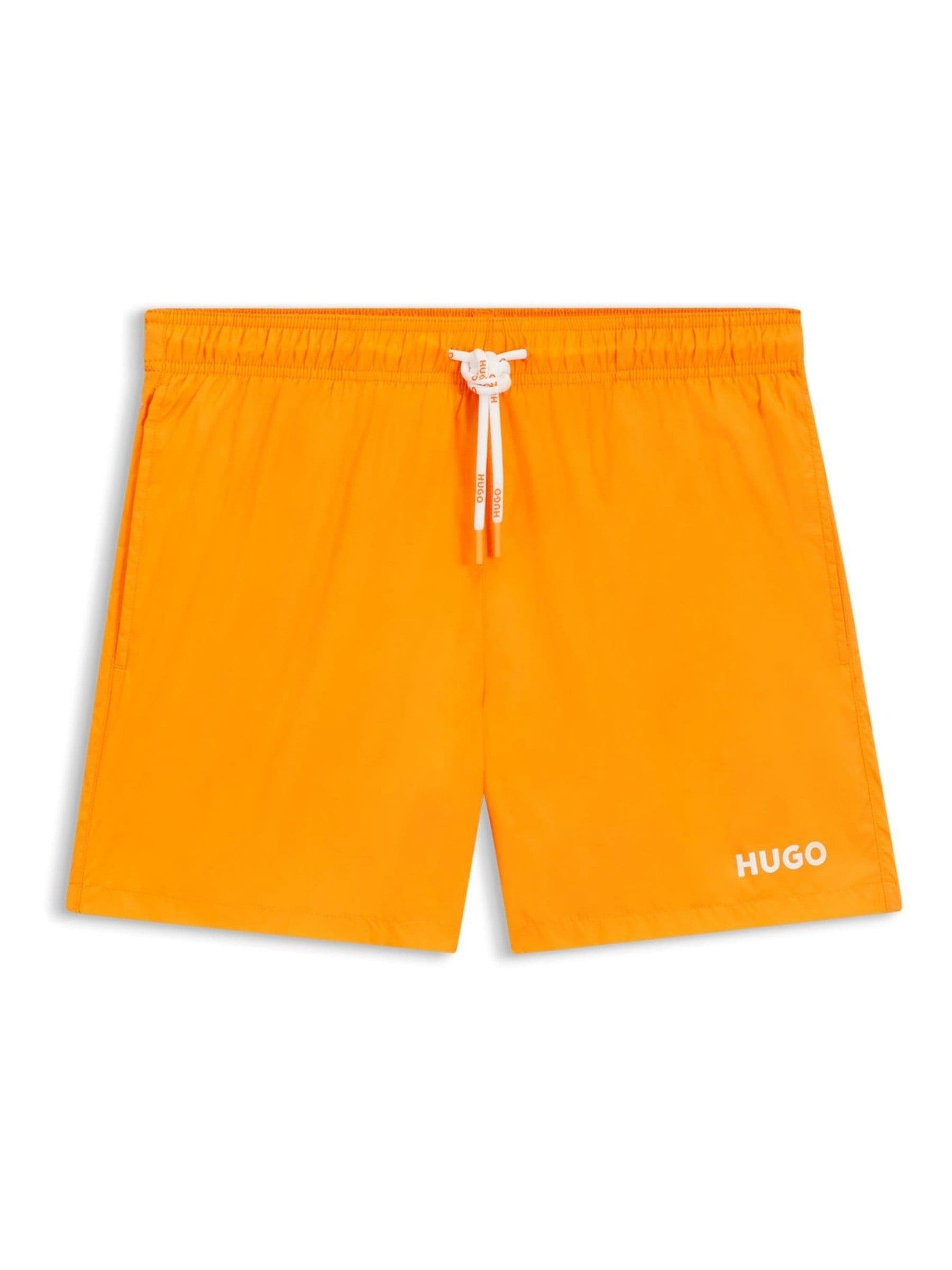 Oranje - HUGO Gevoerde zwembroek met contrasterend logo