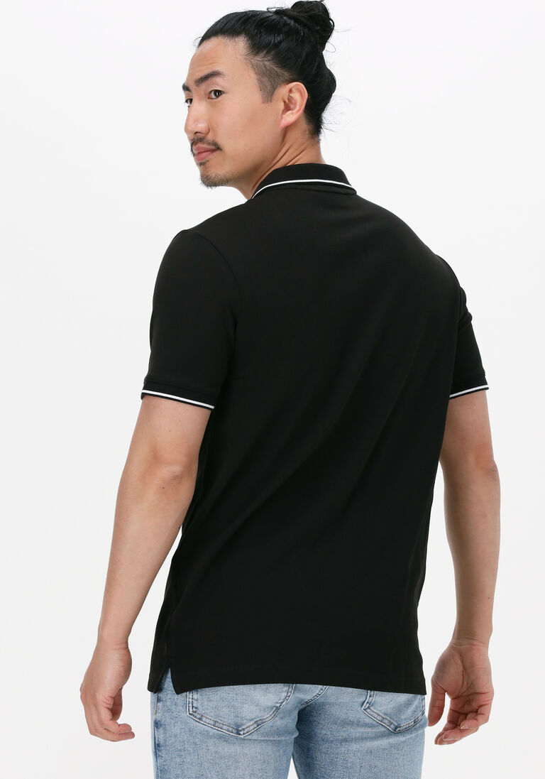 CALVIN KLEIN zwarte calvin klein polo stretch pique tipping slim polo