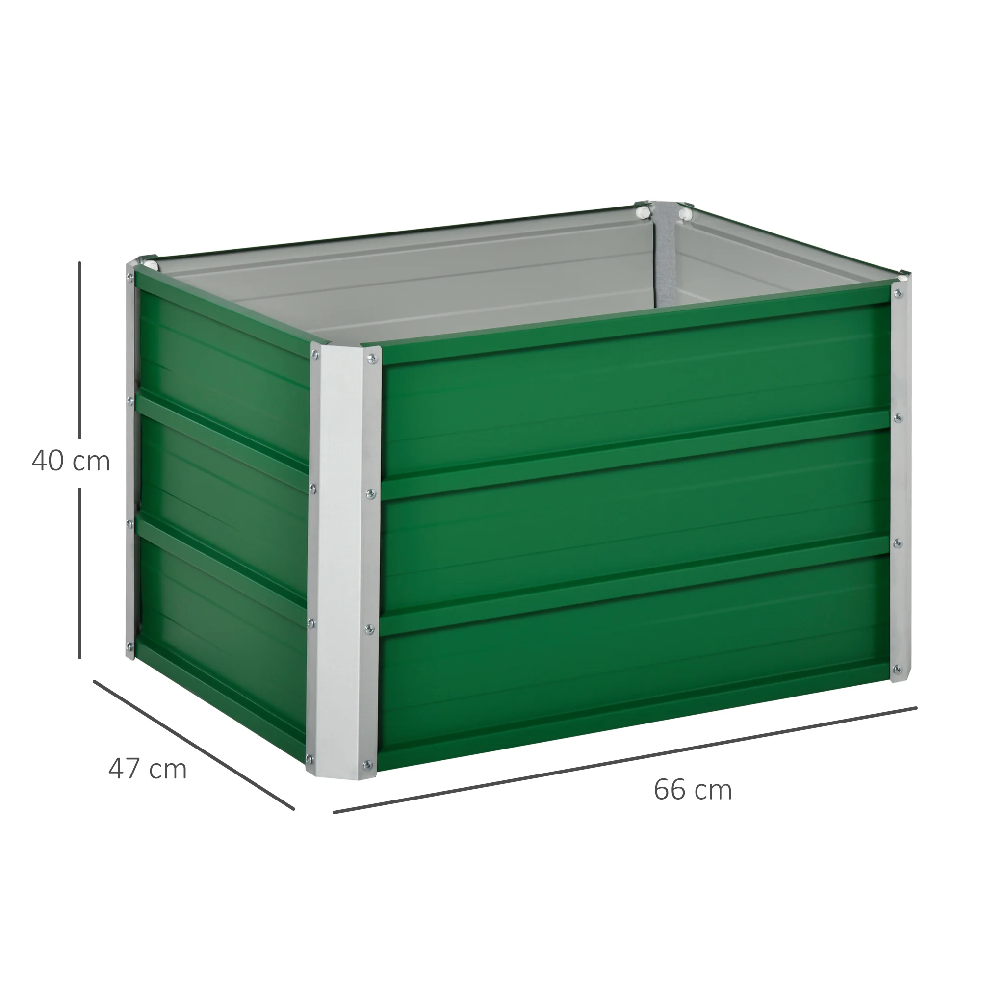 Canteiro Elevado de Aço Outsunny com Luvas, Vaso Retangular para Jardim Urbano, Ideal para Cultivo de Plantas e Flores em Terraços e Varandas, 66x47x40 cm, Verde