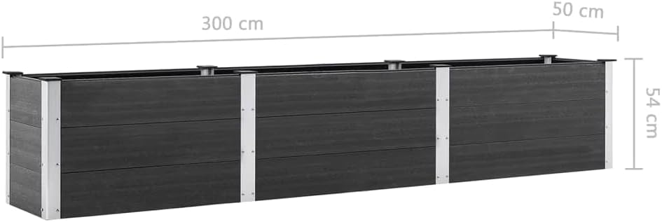 vidaXL Garten-Hochbeet 300x50x54 cm WPC Grau