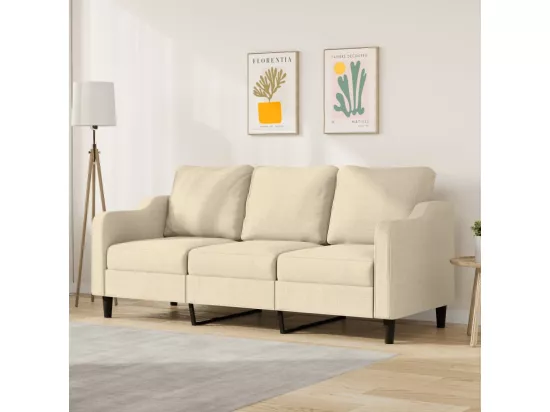Canapé à 3 places Crème 180 cm Tissu