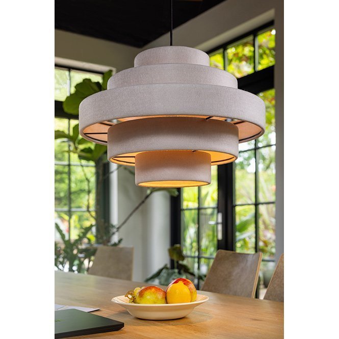 ETH Jones hanglamp 5 x stof ring kleur creme|zand excl. 1x E27