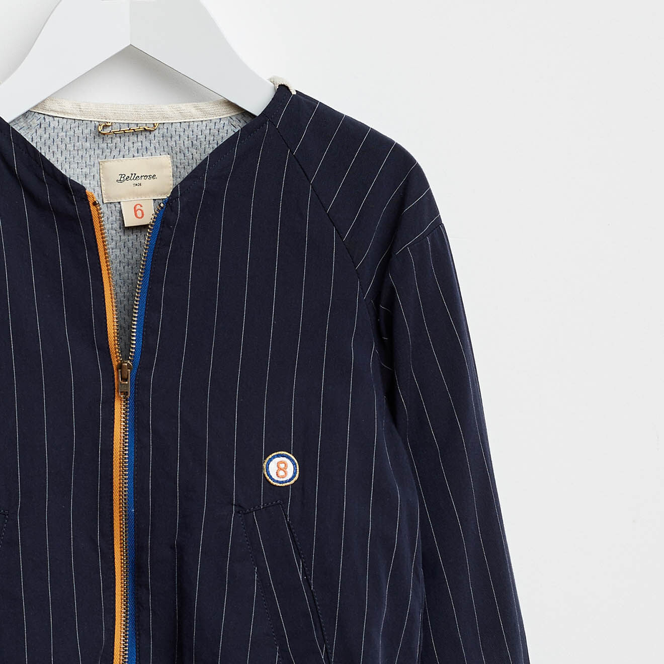 Bellerose Veste Looper en Coton rayée bleu nuit